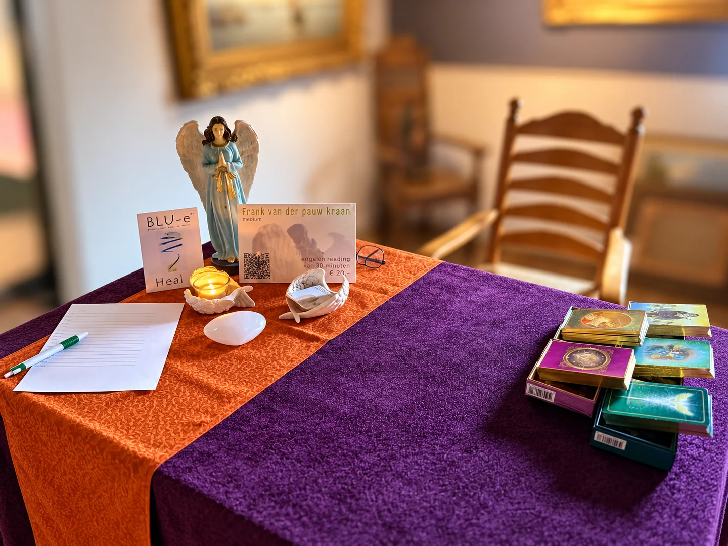Tafel op een spirituele beurs